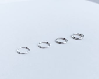 Dunne alledaagse Piercing hoepel oorbellen in Sterling Zilver, 3mm tot 12mm, 20 gauge draad