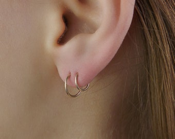 Hypoallergene Helix Tragus, Kraakbeen Hoepel Gouden Lip Ring, Neus Ring, Extra Slanke Gouden Hoepel, Minimalistische Goud-gevulde dunne Sleeper Oorbellen