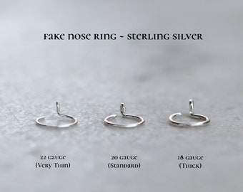 Faux Neus Ring in Sterling Zilver - Festival Body Jewelry - Fake Nose Ring - Geen Piercing sieraden - Verstelbare Manchet