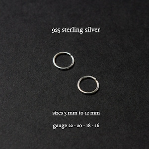 22 gauge 20 gauge 18 gauge 16 gauge Mini Hoop 3mm Daith Very Tiny Mini Earring Hoops Handmade, Sterling Silver thick hoop, very thin hoops