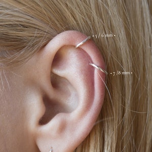 HELIX HOOP Adjustable Mini Sterling Silver Ear Wrap Ear Cuff No