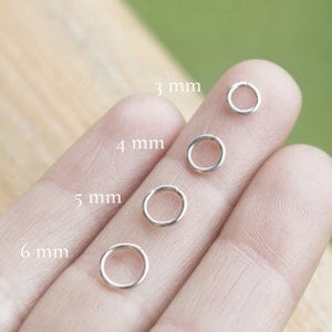 Pendientes de aro tipo piercing finos de uso diario en plata de ley, aro de 3 mm a 12 mm, alambre calibre 20 imagen 2