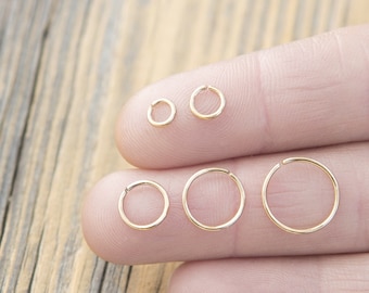 Helix Tragus Pendientes delgados para dormir con relleno de oro minimalista, anillo de labios de oro de aro de cartílago, anillo de nariz, aro de oro extra delgado