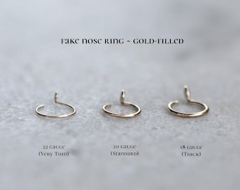 Gold Faux Nose Ring - Festival Body Jewelry - Fake Nose Ring - No Piercing jewellery - Adjustable Cuff - Silver Nose Ring