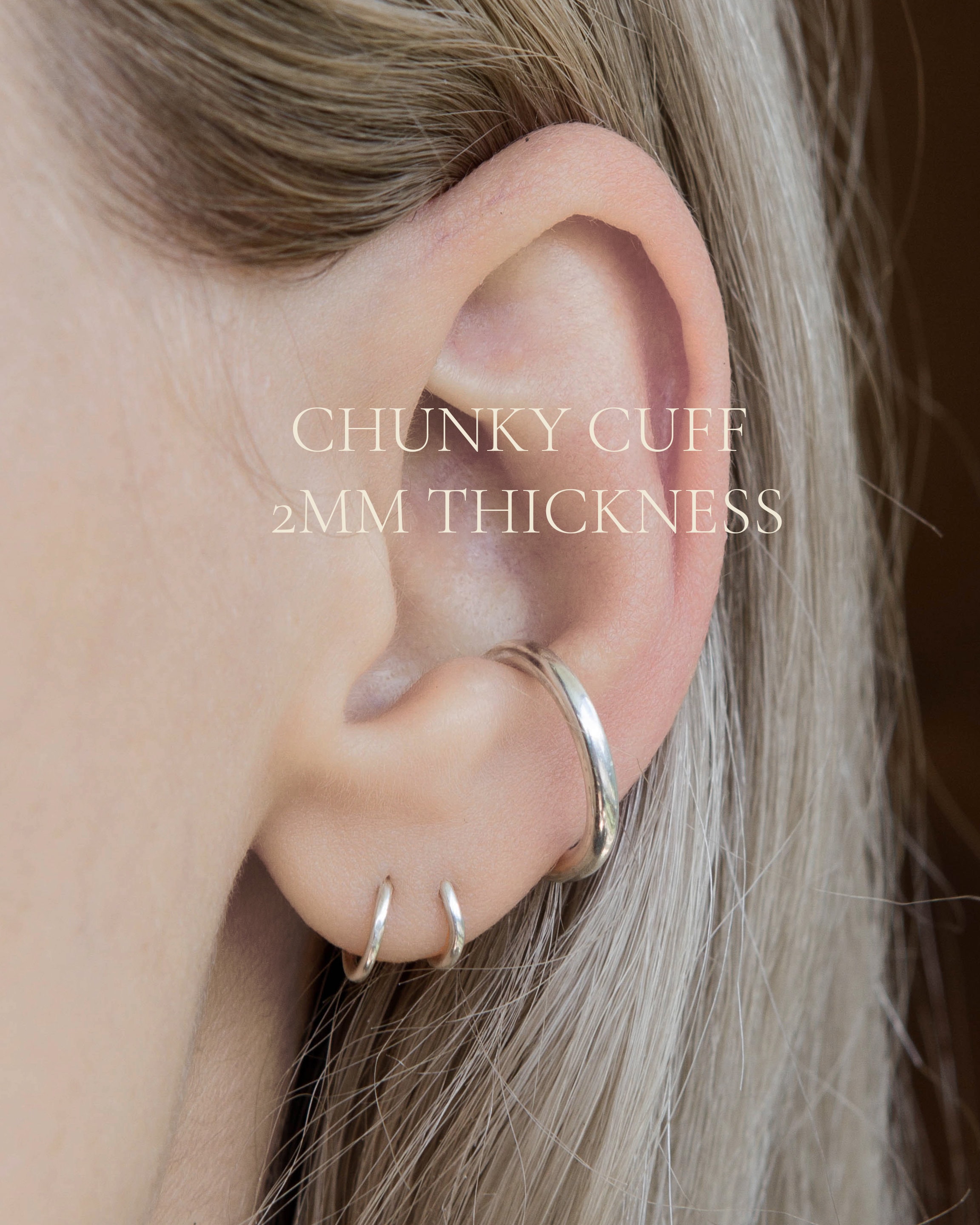 イヤーカフ Inward Curl Silver Large Hoop Ear Cuff For Women 2.5 Inward / Outward Curl Silver925 Large Hoop Ear Cuff For