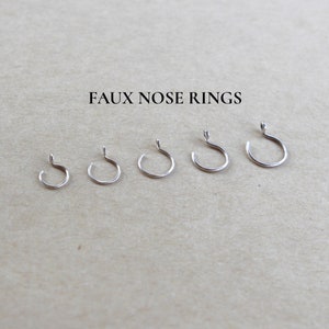 Faux Nose Ring in Sterling Silver Festival Body Jewelry Fake Nose Ring image 6