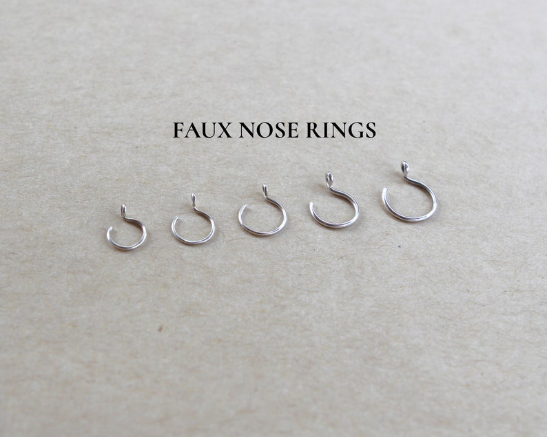 Faux Nose Ring in Sterling Silver Festival Body Jewelry Fake Nose Ring image 6