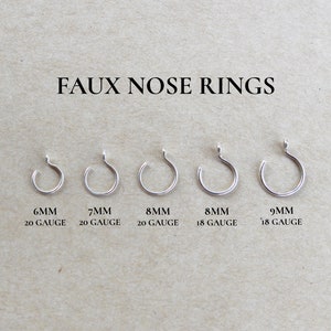 Faux Nose Ring in Sterling Silver Festival Body Jewelry Fake Nose Ring image 2