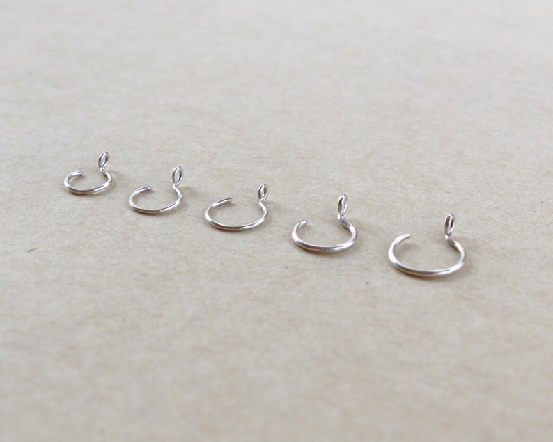 Faux Nose Ring in Sterling Silver Festival Body Jewelry Fake Nose Ring image 7