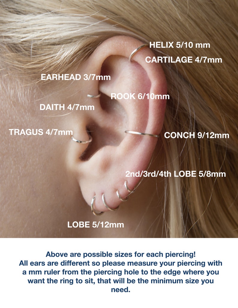Very tiny Minimalist Hoop Earrings in Gold-Filled thin Sleeper Earrings, Hypoallergenic Helix, Tragus, Cartilage Hoop Gold Lip Ring, zdjęcie 4