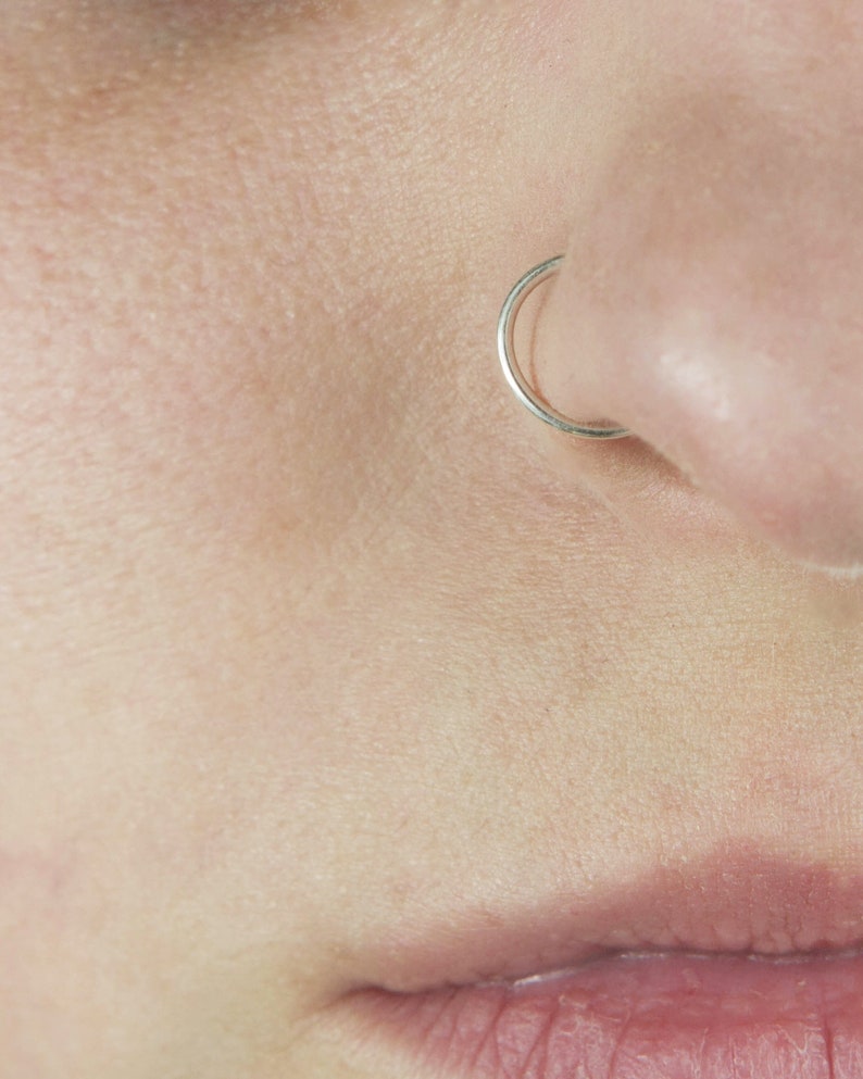 Faux Nose Ring in Sterling Silver Festival Body Jewelry Fake Nose Ring image 3