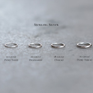 Aros unisex en plata de ley - Calibre 16 - Calibre 18 - Calibre 20 - Calibre 22 - Anillo nasal de 3 mm, 4 mm, 5 mm, 6 mm, 7 mm, 8 mm, 9 mm, 10 mm, 11 mm y 12 mm