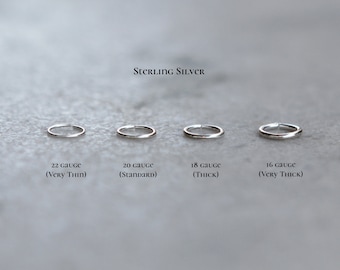 Unisex Hoop Earrings in Sterling Silver - 16 gauge - 18 gauge - 20 gauge - 22 gauge - 3mm 4mm 5mm 6mm 7mm 8mm 9mm 10mm 11mm 12mm nose hoop