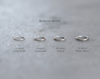 Unisex Creolen aus Sterling Silber - Gauge 16 - Gauge 18 - Gauge 20 - 22 Gauge - 3mm 4mm 5mm 6mm 7mm 8mm 9mm 10mm 11mm 12mm