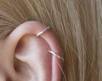 Sterling Silver Helix Ear Cuff: Adjustable Fake Piercing