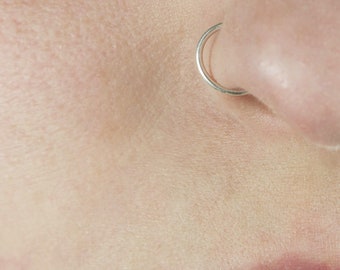 Nose Ring Mini Hoop 16gauge 18gauge 20gauge 22gauge Daith Very Tiny Mini Earring Hoops Handmade, Sterling Silver thick hoop, Septum Ring