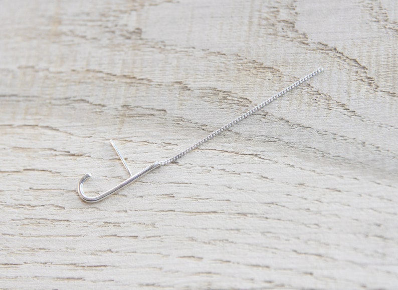 Bouton de manchette minimaliste à un lobe en argent sterling avec chaîne image 6