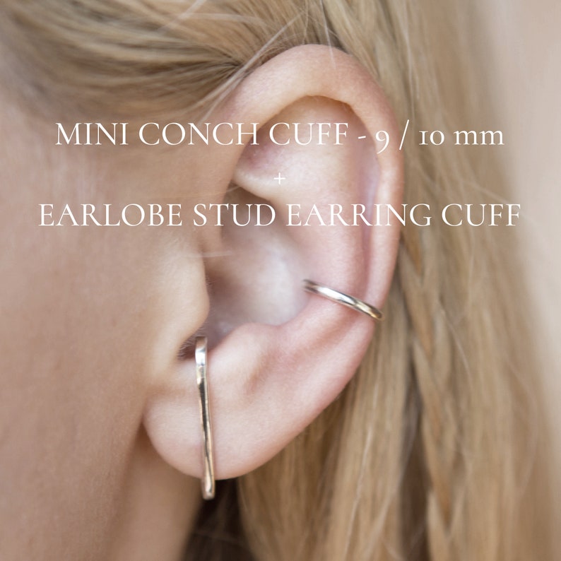 Earring Set Minimalist Lobe Cuff and Conch Chunky 14 gauge Ear Etsy