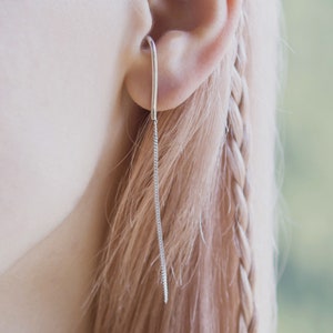 Bouton de manchette minimaliste à un lobe en argent sterling avec chaîne image 4