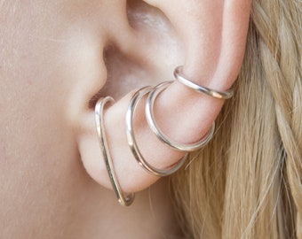 Chunky Conch Cuffs and Ear Lobe Stud Cuff in Sterling Silver, Gifts for Her