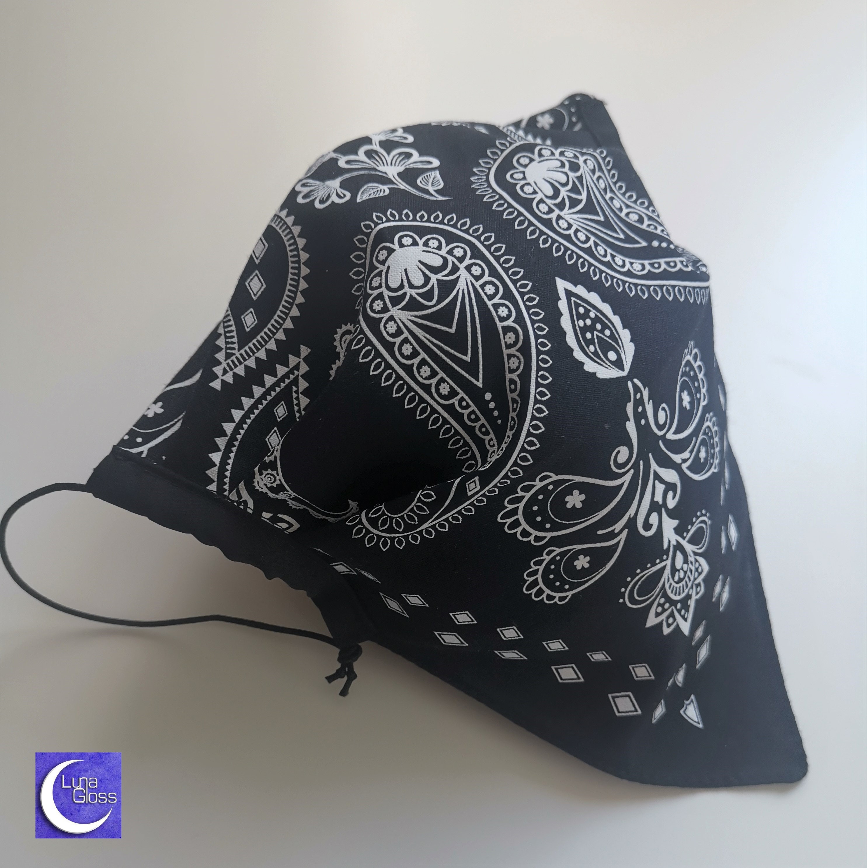 BLACK BANDANA Face Mask Etsy