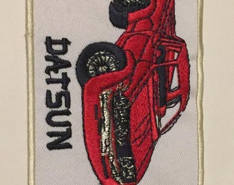 Toppa vintage Datsun Car ricamata da stirare e cucire, autentica toppa Mid Century MOD Hippy Hippie Boho Highway Script Logo