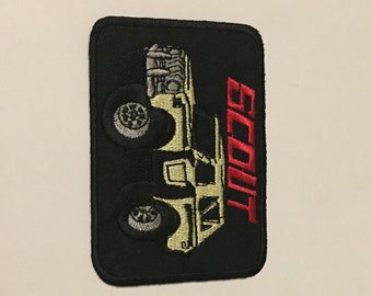 Vintage Scout Car Patch Embroidered Iron on Sew on Authentic Mid Century MOD Hippy Hippie Boho  highway Script Patch Logo