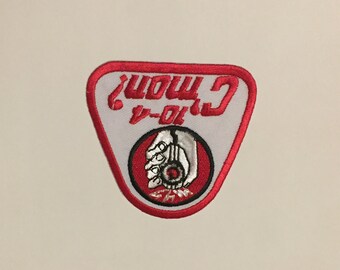 Vintage 10-4 C'MON Patch Embroidered Iron on Sew on Authentic Mid Century MOD Hippy Hippie Boho  highway Script Patch Logo