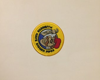 Vintage Patch Plumbers Embroidered Iron on Sew on Authentic Mid Century MOD Hippy Hippie Boho highway Script Patch Logo