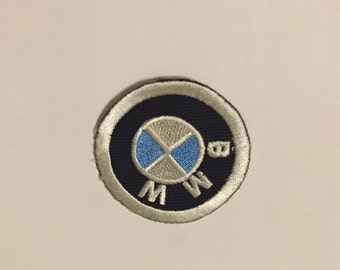 Vintage BMW Patch Embroidered Iron on Sew on Authentic Mid Century MOD Hippy Hippie Boho  highway Script Patch Logo