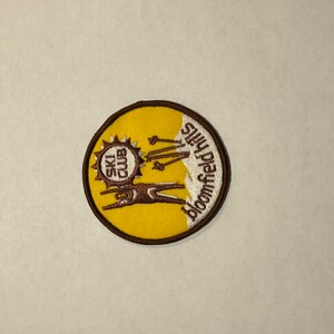 Vintage Patches Embroidered Iron on Sew Ski Club Bloomfield Brown Patch Logo