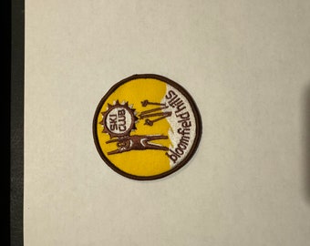Vintage Patches Embroidered Iron on Sew Ski Club Bloomfield Brown Patch Logo