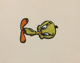 Vintage Patches Embroidered Iron on Sew on Tweety Bird Authentic Mid Century MOD Hippy Hippie Boho  highway Script Patch Logo
