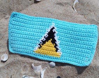Crochet Saint Lucia Flag Pattern: Mug Rug, Applique (PDF Pattern)