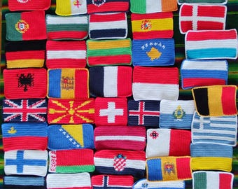 46 European Flags Crochet Patterns: Mug Rug, Patch, Bunting, Applique (PDF)