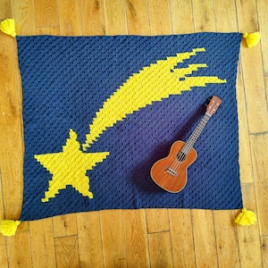 Crochet Pattern: Cozy Wool Blanket with Shooting Star, Christmas Throw Blanket, Gift for Toddler, written pattern and chart