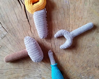 Crochet Toy Tools Set: Amigurumi Hammer, Saw, Wrench, Screwdriver (PDF Pattern)