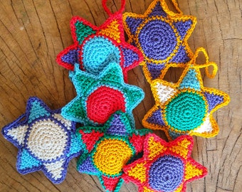 Crochet Pattern: Christmas Tree Star Ornament, Colorful Holiday Party Decor, Christmas ornament, DIY Home decor, Digital Pattern pdf
