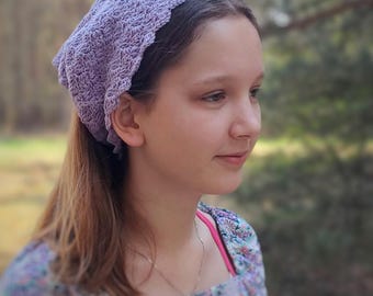 Crochet Kerchief Pattern: Easy Spring Head Scarf, Bandana (PDF Pattern)