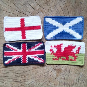 UK Flags Crochet Patterns: Union Jack, Scotland, Wales, England (4 PDFs)