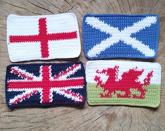 UK Flags Crochet Patterns: Union Jack, Scotland, Wales, England (4 PDFs)