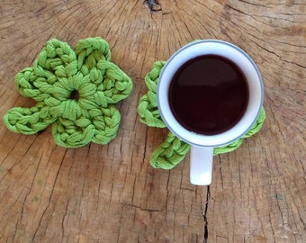 Crochet Shamrock Coaster Pattern: St Patrick's Day Mug Rug (PDF)