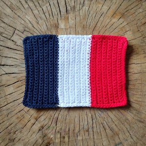 French Flag Crochet Pattern: Mug Rug, Applique, Football Patch (PDF)