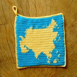 Crochet Pattern // Asia Potholder, Map Hot Pad, Map Decoration, Travel Gift, Kitchen Decoration, Crochet gift for Geography Teacher