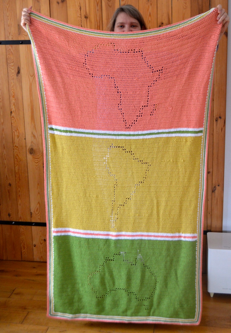 Filet Crochet Map Blanket Pattern: Australia, Africa, S. America (PDF ...
