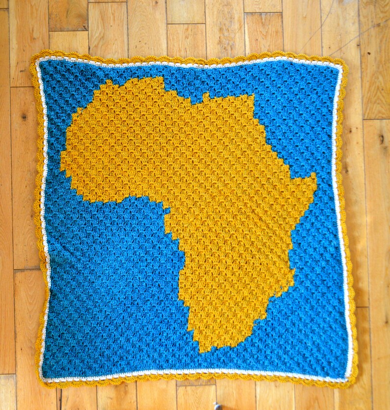 Crochet Pattern // Vintage Africa Map C2C Blanket Map Etsy