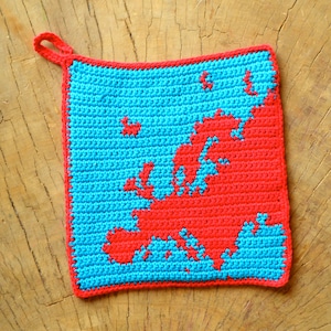 Crochet Pattern / Europe Potholder, Map Hotpad, Kitchen Decor, Gift for Teacher, Gift for Chef, Travel Gift, Map of Europe, instant download