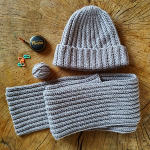 2 Crochet Patterns / Fisherman Beanie and Scarf, Woolen Set, Winter Accessories, Hat and Scarf, Gender Neutral, Warm Winter Set, 2 pdf files