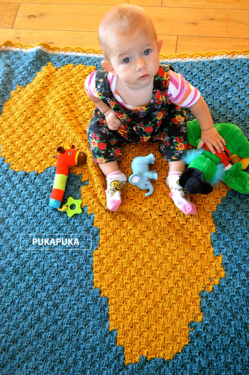 Crochet Pattern // Vintage Africa Map C2C Blanket Map Etsy