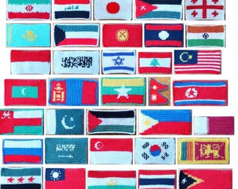 51 Asian Flags Crochet Patterns PDF: Mug Rug, Flag Patch, Bunting, Applique